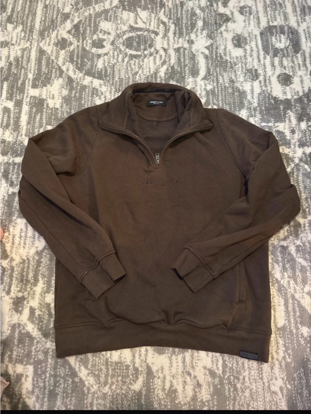 Kenneth Cole Men's Brown Quarter-Zip Pullover Sweater